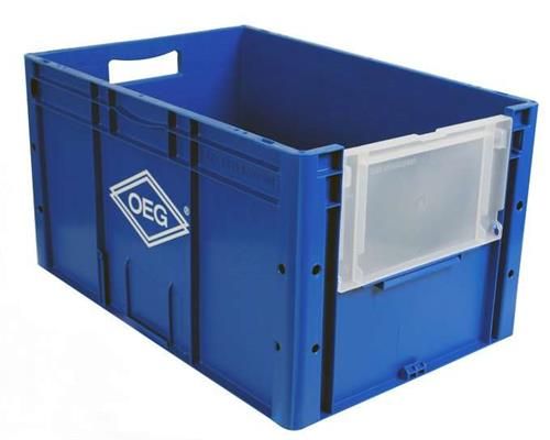 Lagerbox blau 3Stück mit Klappe 594 x 396 x 320mm =&gt; Stapelbar (10978#
