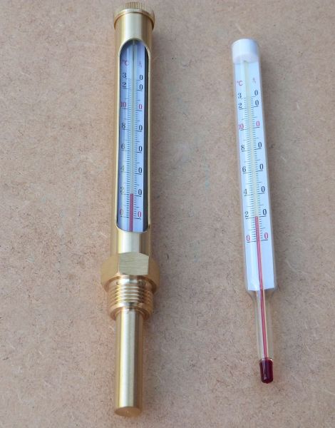 Messing Heizungsthermometer + Ersatzkapillare 1/2&quot; gerade 160mm 0-130°C (10243#