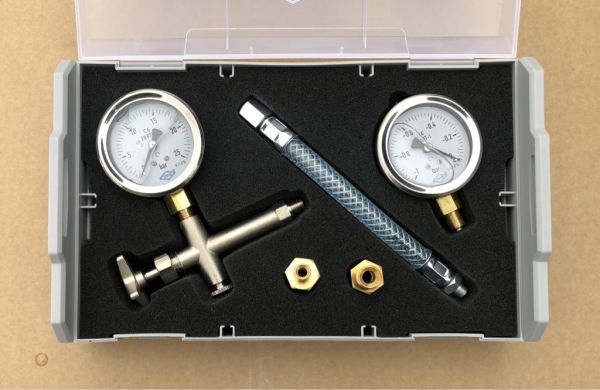 Pumpenprüfkoffer grau im Systemkoffer Manometer Vakuumeter mit Glyzerin (11560#