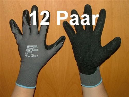 Mechaniker / Universalhandschuhe schwarz/grau Größe 8 / 12Paar (7615#