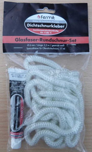 Glasfaser - Rundschnur -Set / Ø 8 mm x 2,5 m mit Spezialkleber (7844#