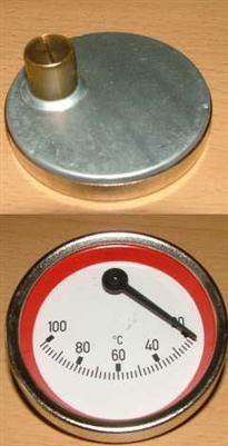 Thermometer 0 - 100°C exentrisch ROT 63mm (11202#