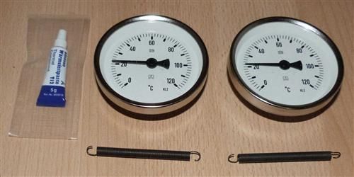 Anlegethermometer Set 2x Metallausführung Ø80mm -120°C + Wärmeleitpaste(5925#