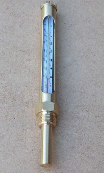 Messing Heizungsthermometer 1/2&quot; gerade 160mm 0-130°C (10242#