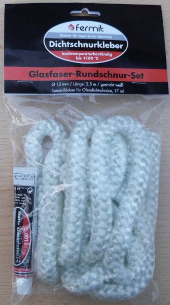 Glasfaser - Rundschnur -Set / Ø 12mm x 2,5 m mit Spezialkleber (7846#