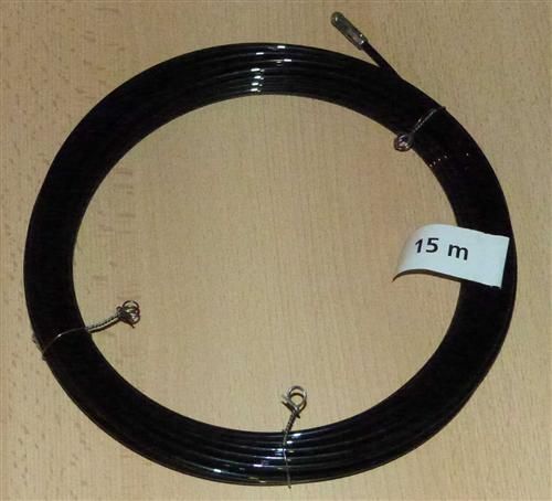 Einziehdraht Nylon 15m schwarz / Kabeleinziehhilfe stark 4mm (6914#