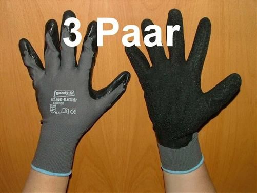 Mechaniker / Universalhandschuhe schwarz/grau Größe 11 / 3Paar (7627#