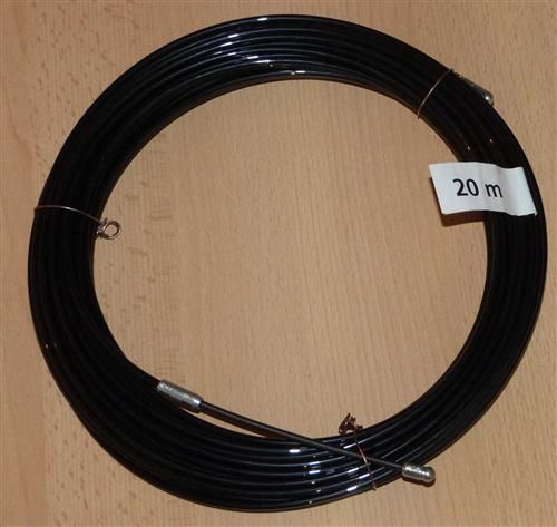 Einziehdraht Nylon 20m schwarz / Kabeleinziehhilfe stark 4mm (6915#