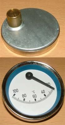 Thermometer 0 - 100°C exentrisch BLAU 63mm (11203#