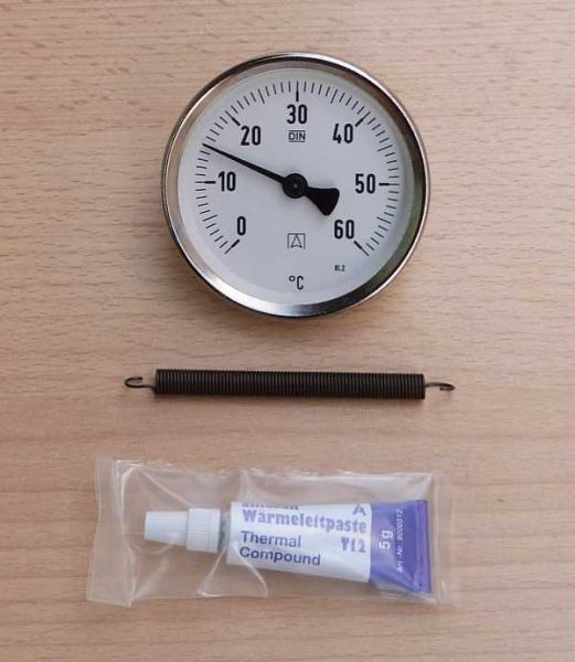 Anlegethermometer AFRISO Metallausführung Ø63mm bis 60°C + Wärmeleitpaste (9032#