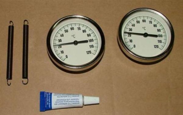 Anlegethermometer Set 2x Metallausführung Ø63mm -120°C + Wärmeleitpaste(5543#